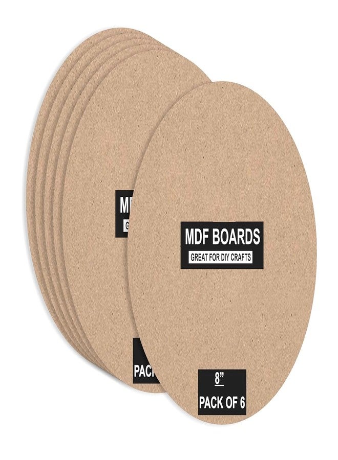 MAYUMI Canvas 6 Pieces Round MDF Boards for Art and Craft, MDF Sheets for Craft Work, DIY MDF Cutouts (8in X 8in) - Image 1